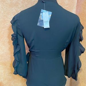 super cute black wrap blouse